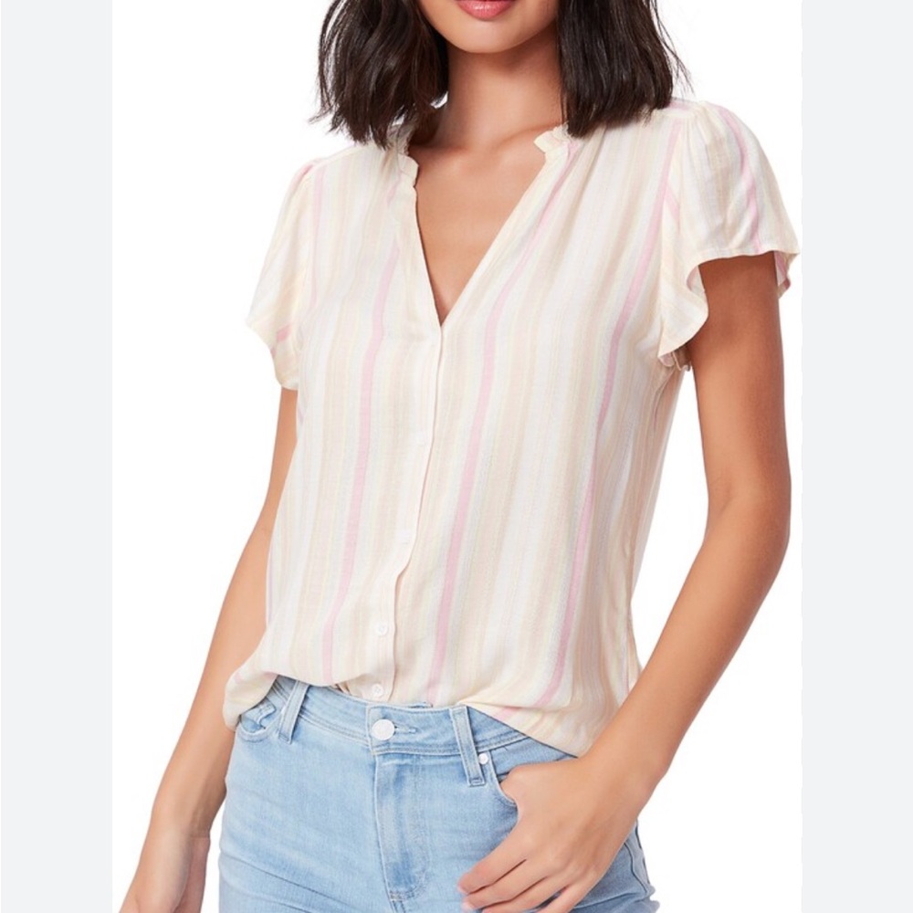 Paige remy stripe button front top